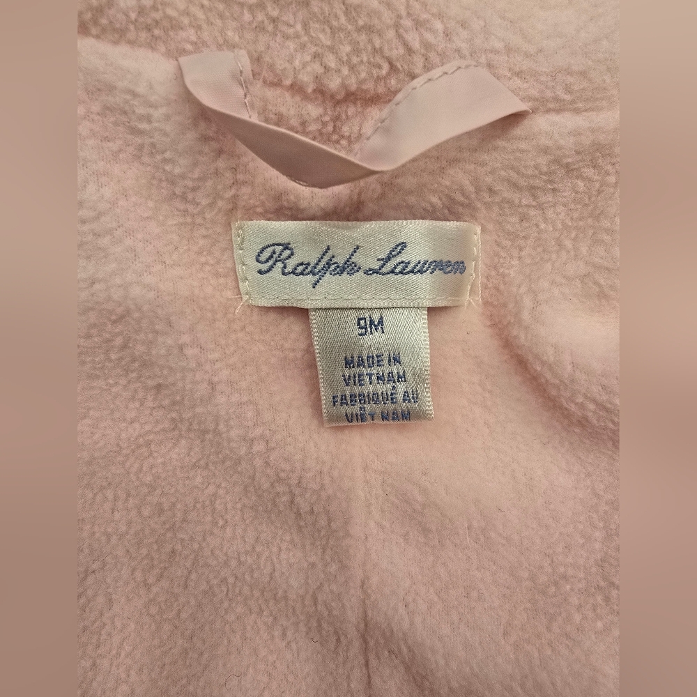 Ralph Lauren baby girl's pink quilted bunting snowsuit 9M - Picture 3 of 5